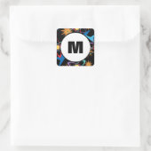 Multicolorf patroon voor ruimtevaarttijdperk vierkante sticker (Tas)