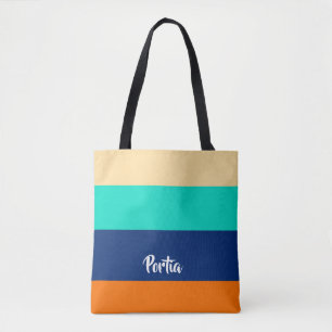 Multicolorlijnen gevlochten tote bag