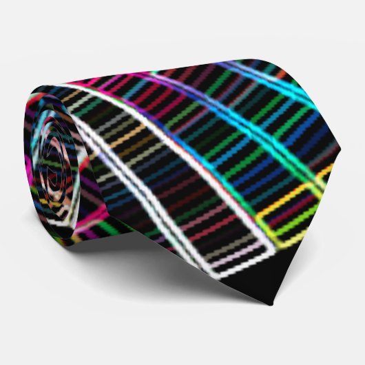 Multicolorlijnen op zwart Stropdas (Opgerold)