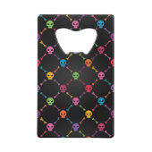 Multicolorpatroon met schedels creditkaart flessenopener (Achterkant)