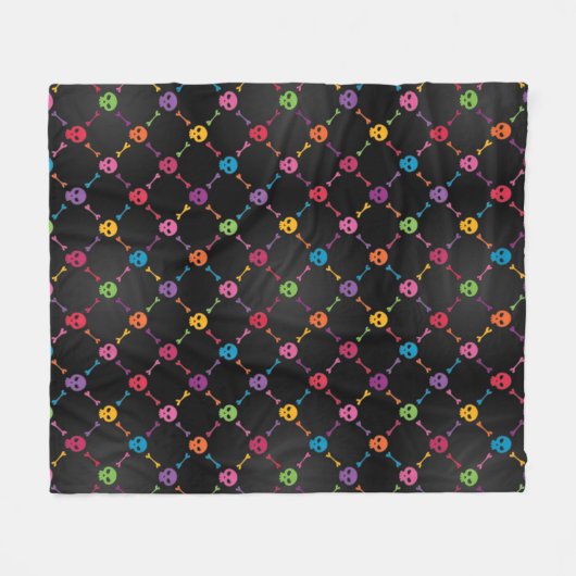 Multicolorpatroon met schedels fleece deken (Voorkant (Horizontaal))