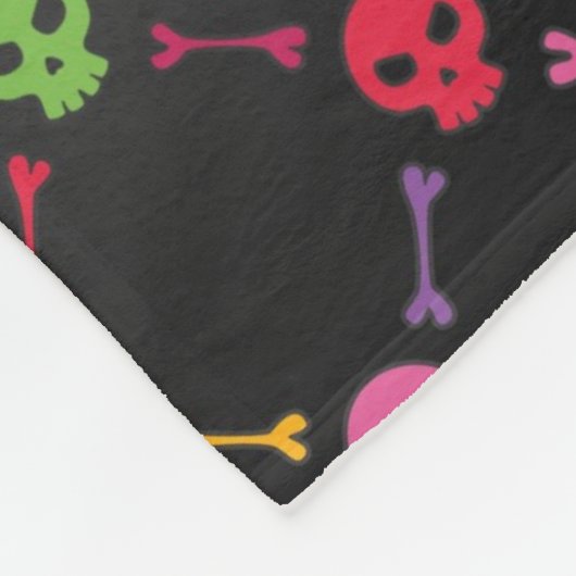 Multicolorpatroon met schedels fleece deken (Hoek)