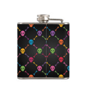 Multicolorpatroon met schedels heupfles (Achterkant)