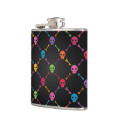 Multicolorpatroon met schedels heupfles (Links)