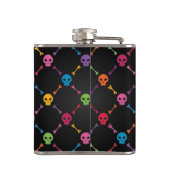 Multicolorpatroon met schedels heupfles (Achterkant)