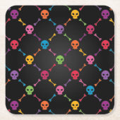 Multicolorpatroon met schedels kartonnen onderzetters (Voorkant)