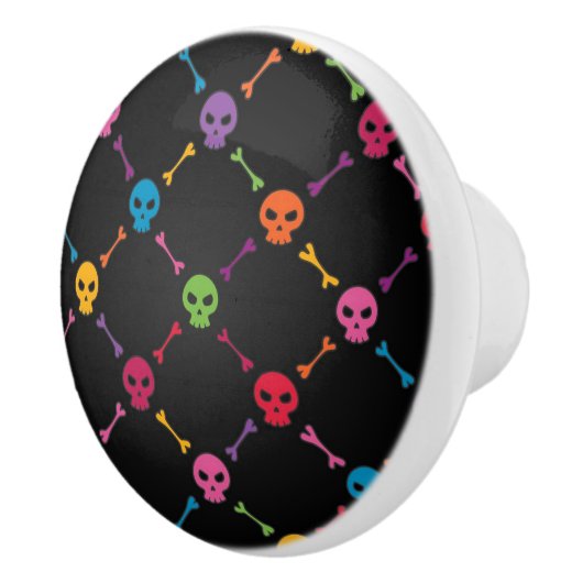 Multicolorpatroon met schedels keramische knop (Rechts)