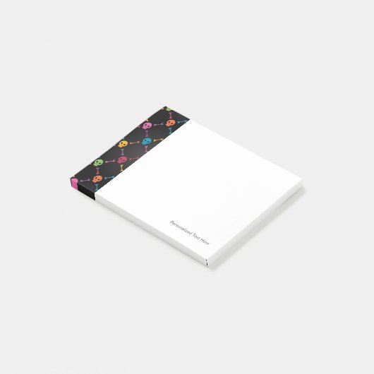 Multicolorpatroon met schedels post-it® notes (Schuin)