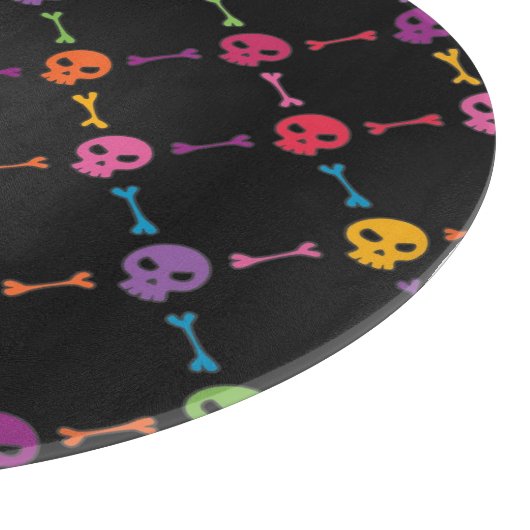 Multicolorpatroon met schedels snijplank (Hoek)