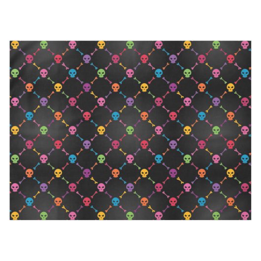 Multicolorpatroon met schedels tafelkleed (Voorkant (Horizontaal))
