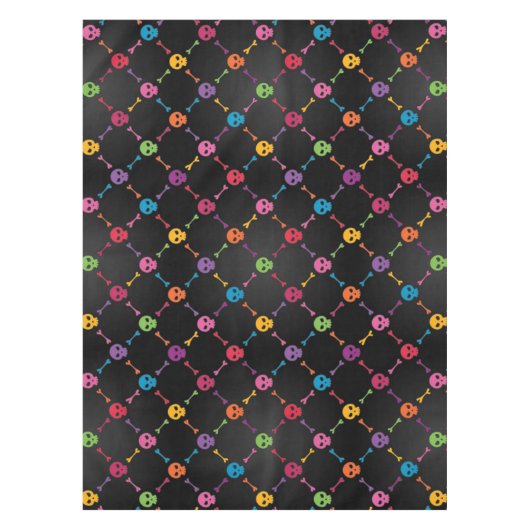 Multicolorpatroon met schedels tafelkleed (Voorkant)