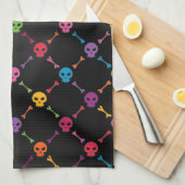 Multicolorpatroon met schedels theedoek (Quarter Fold)