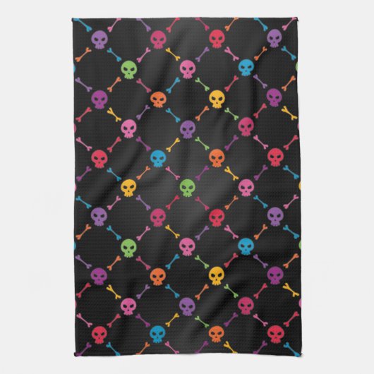 Multicolorpatroon met schedels theedoek (Verticaal)