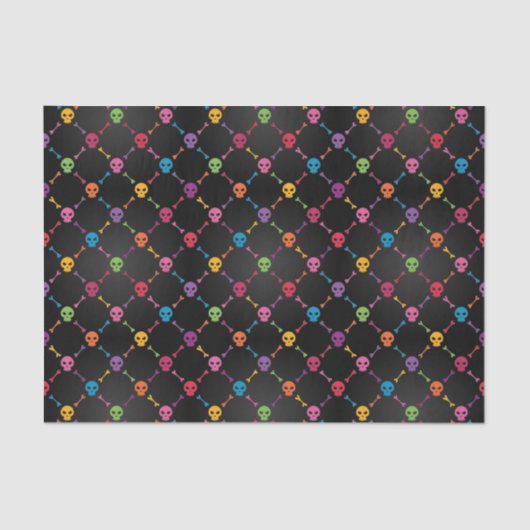 Multicolorpatroon met schedels tissuepapier (Voorkant)