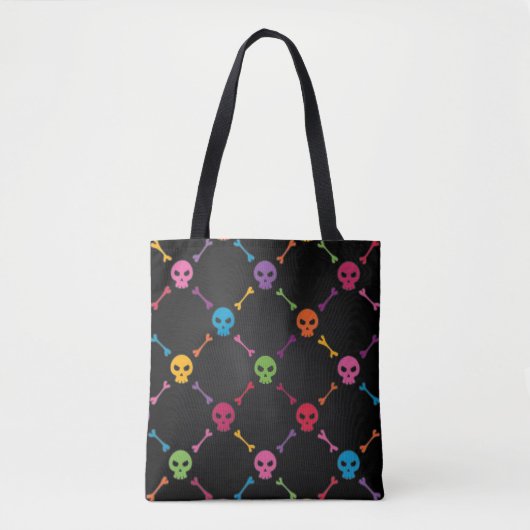 Multicolorpatroon met schedels tote bag (Voorkant)