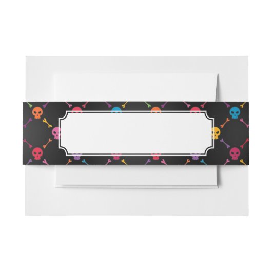 Multicolorpatroon met schedels uitnodigingen wikkel (Voorkant Voorbeeld)