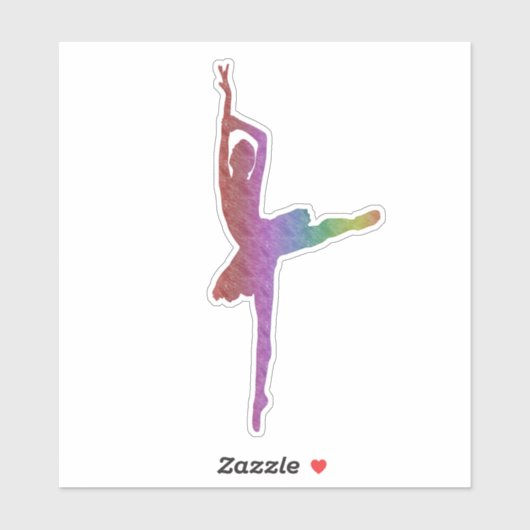 Multicolorpotloodschets van silhouette ballerina sticker (Vel)