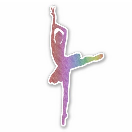 Multicolorpotloodschets van silhouette ballerina sticker (Voorkant)