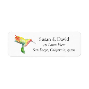 Multicolors Hummingbird Flying Address Label