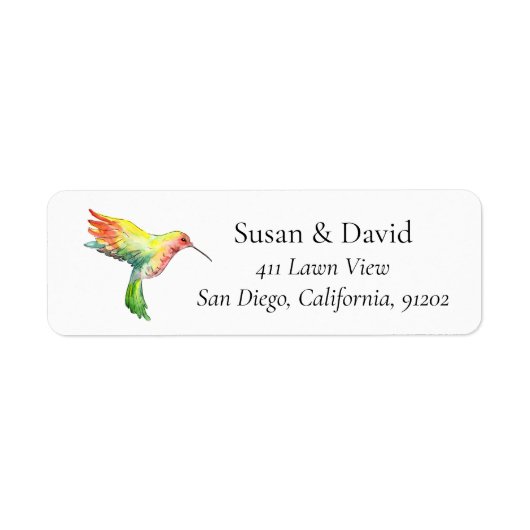 Multicolors Hummingbird Flying Address Label (Voorkant)