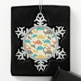 Multicolorschildpad Tin Sneeuwvlok Ornament