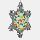 Multicolorschildpad Tin Sneeuwvlok Ornament (Links)