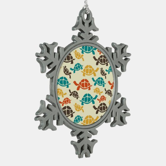 Multicolorschildpad Tin Sneeuwvlok Ornament (Links)