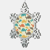 Multicolorschildpad Tin Sneeuwvlok Ornament (Rechts)