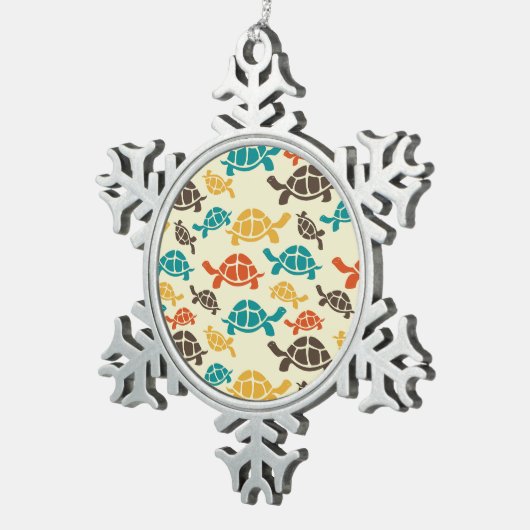 Multicolorschildpad Tin Sneeuwvlok Ornament (Rechts)