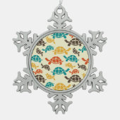 Multicolorschildpad Tin Sneeuwvlok Ornament (Voorkant)