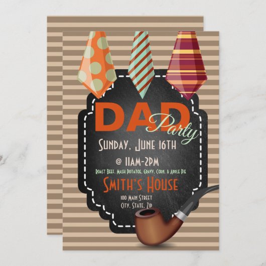MulticolorStropdassen met bruine strepen, vaderdag Kaart (Voorkant / Achterkant)