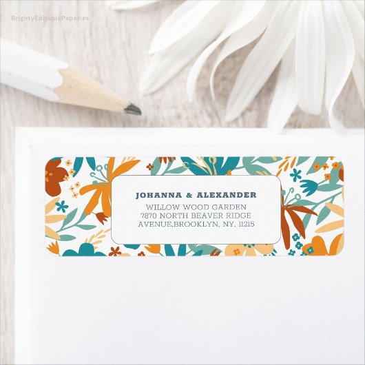 Multicolour Abstract Wildflower bruiloft Etiket