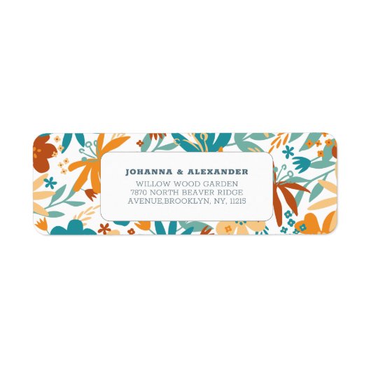 Multicolour Abstract Wildflower bruiloft Etiket (Voorkant)