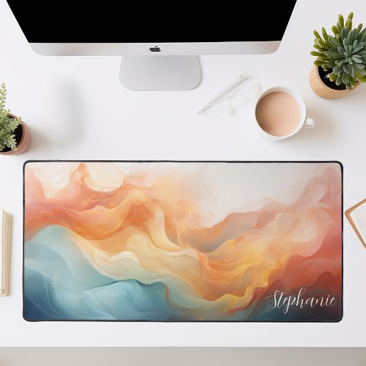 Multicolour Abstracte Liquid Waves Gepersonaliseer Bureaumat