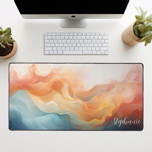 Multicolour Abstracte Liquid Waves Gepersonaliseer Bureaumat