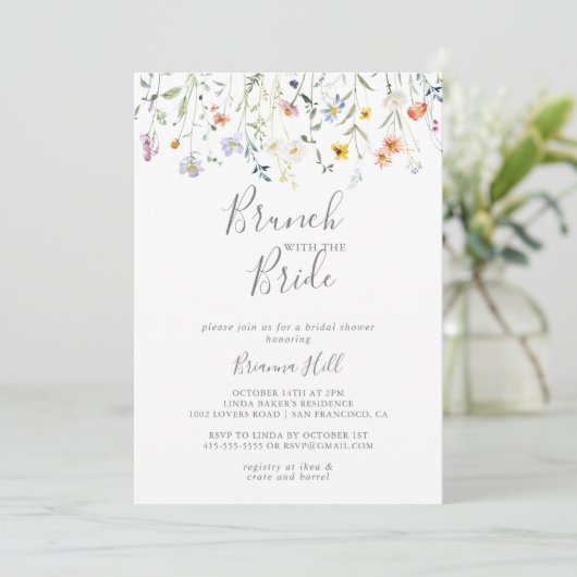 Multicolour Bloemenbrunch met de bruidsdouche Kaart (Staand voorkant)