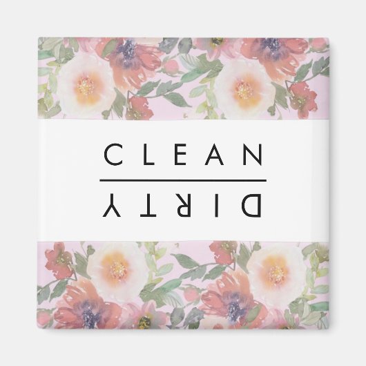 Multicolour Boho Bloemen Schoon/Vuil Magneet (Voorkant)
