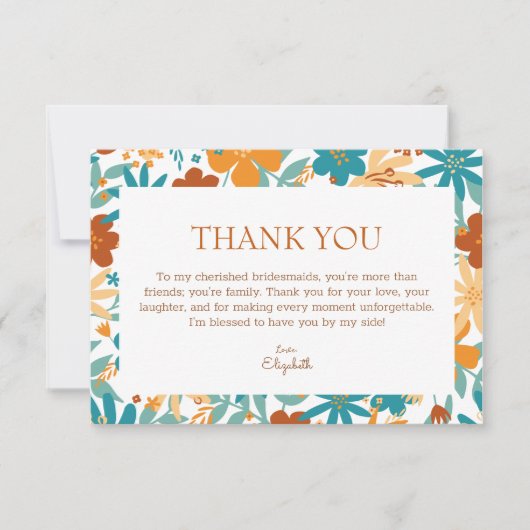 Multicolour Bright Retro Chique bruidsmeisje Heart Bedankkaart (Voorkant)