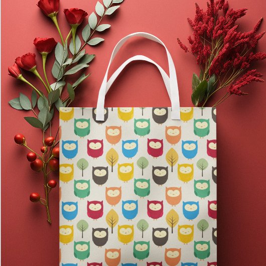 Multicolour Cartoon Uil Gift Bag Medium Cadeauzakje