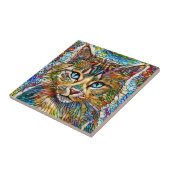 Multicolour Cat 705 Mozaïek Glas in lood Stijl Tegeltje (Zijkant)