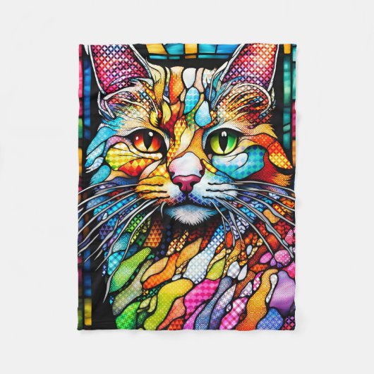 Multicolour Cat 708 Patronen Fleece Deken (Voorkant)
