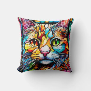 Multicolour Cat 708 Patronen Kussen
