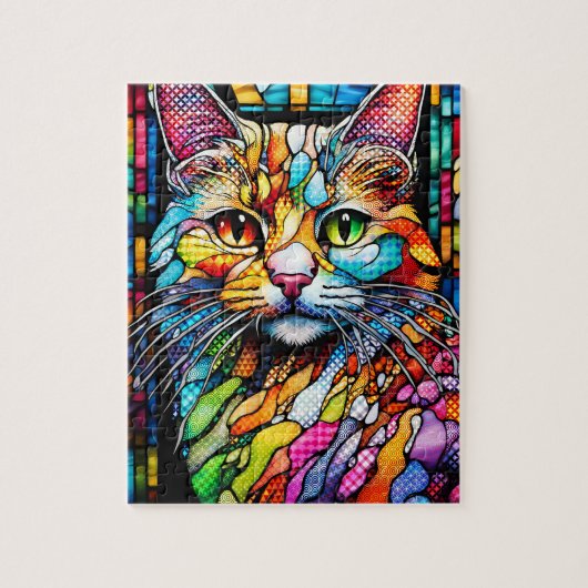 Multicolour Cat 708 Patronen Legpuzzel (Verticaal)