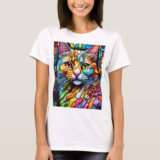 Multicolour Cat 708 Patronen T-shirt (Voorkant)