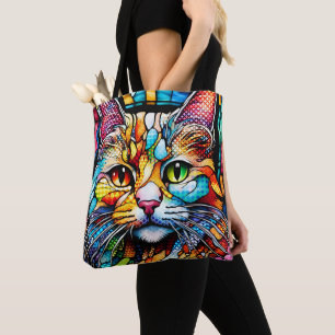 Multicolour Cat 708 Patronen Tote Bag