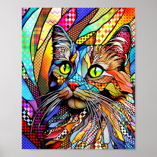 Multicolour Cat 711 patronen Poster (Voorkant)
