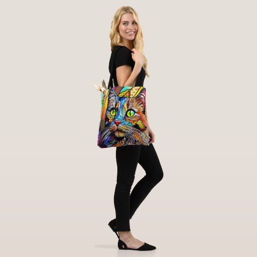 Multicolour Cat 711 patronen Tote Bag (Op model)