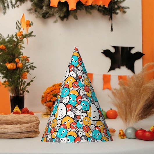 Multicolour Doodle Monster Cartoon Feesthoedjes