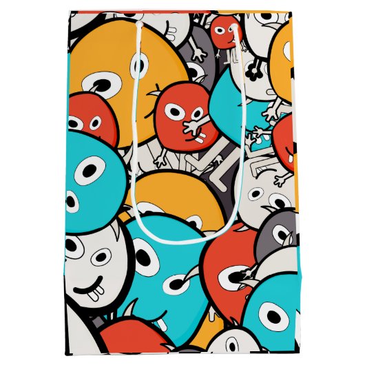 Multicolour Doodle Monster Cartoon Medium Cadeauzakje (Achterkant)