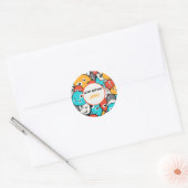 Multicolour Doodle Monster Cartoon Ronde Sticker (Envelop)